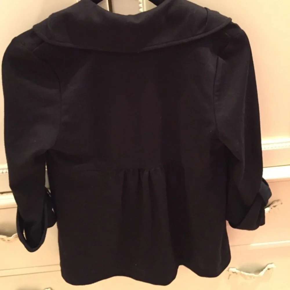 Knit black pea coat jacket